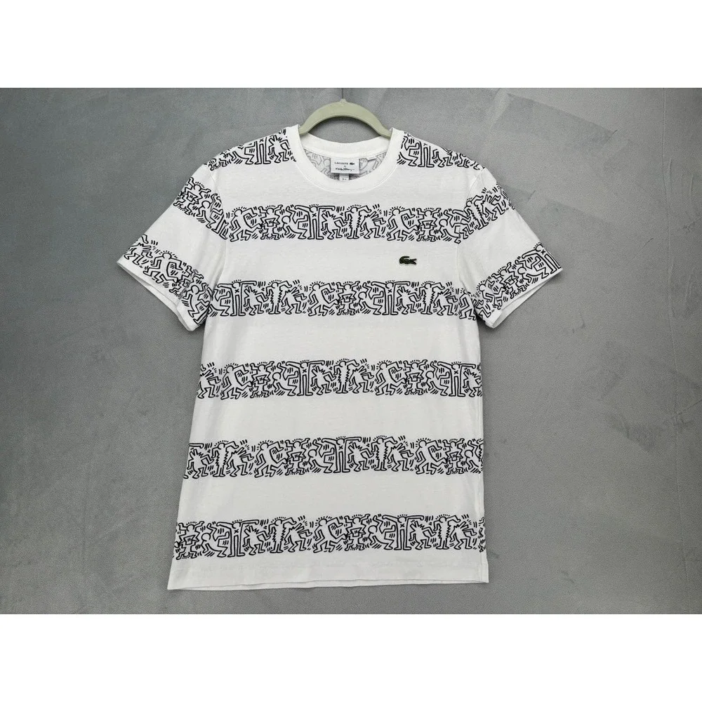 Lacoste x Keith Haring T-Shirt Mens Small White Graphic Art Tee FA10619